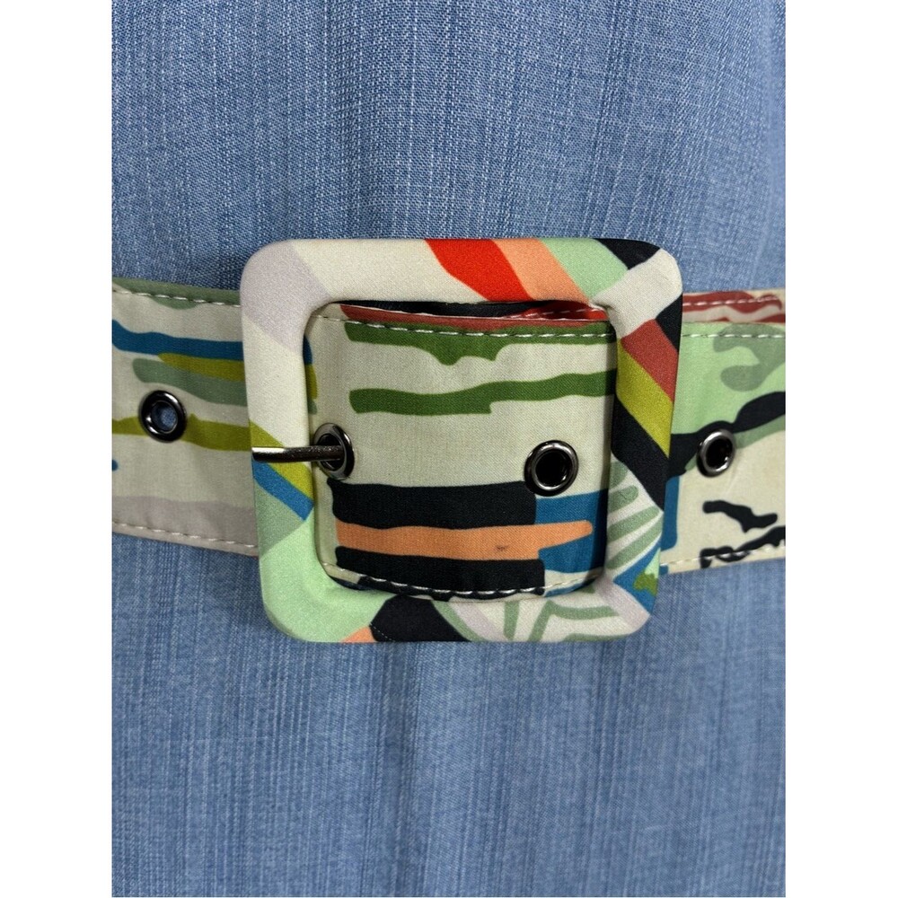Womens belt 42” Multicolor Colorblock Fabric Covered Belt and buckle wide